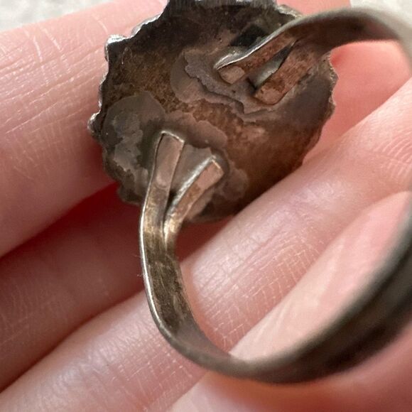 Vintage Old Pawn Sterling Petite Point Native American Ring 925 Turquoise 9.25 - Picture 6 of 9